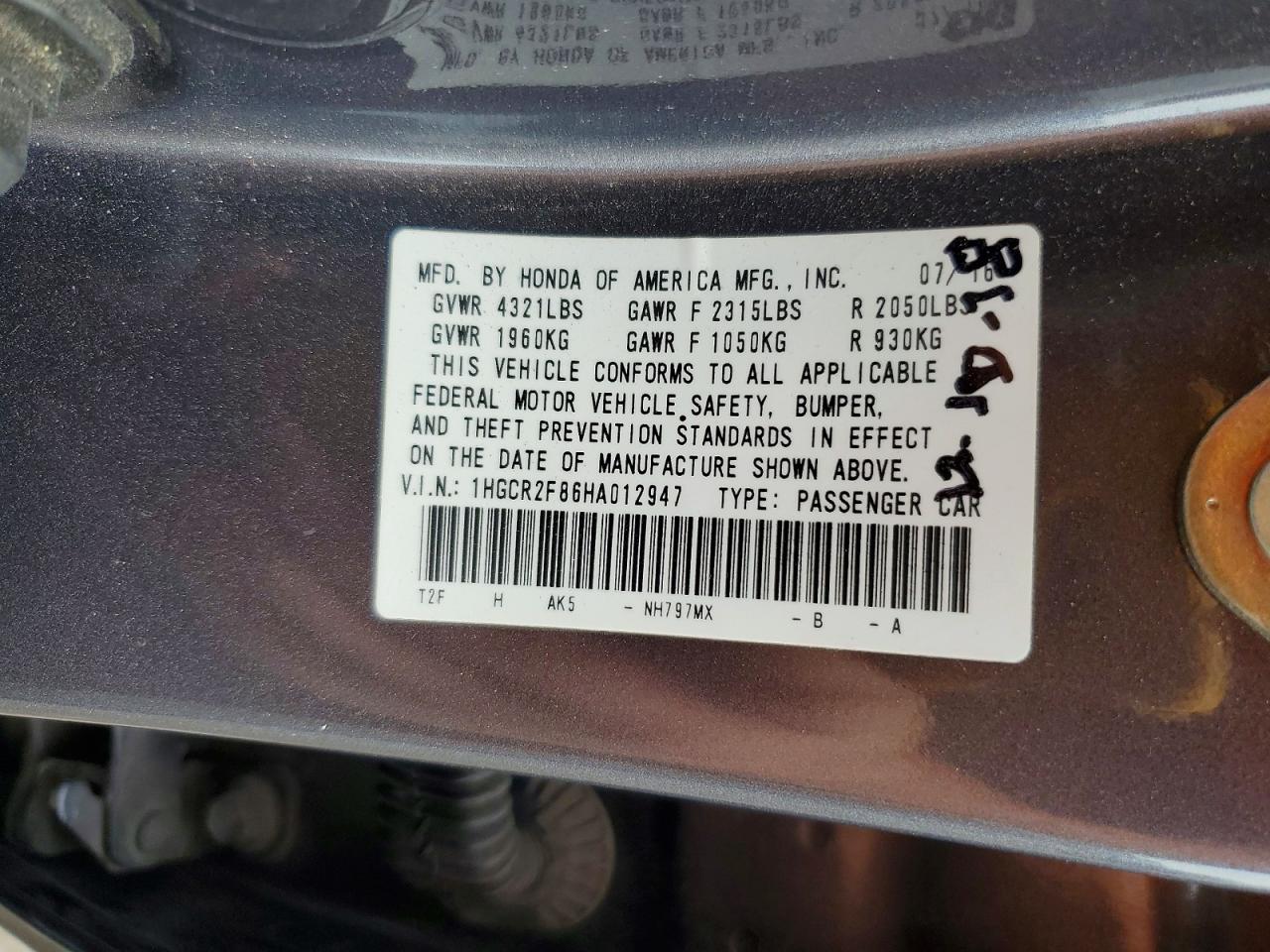 2017 HONDA ACCORD EXL photo 34