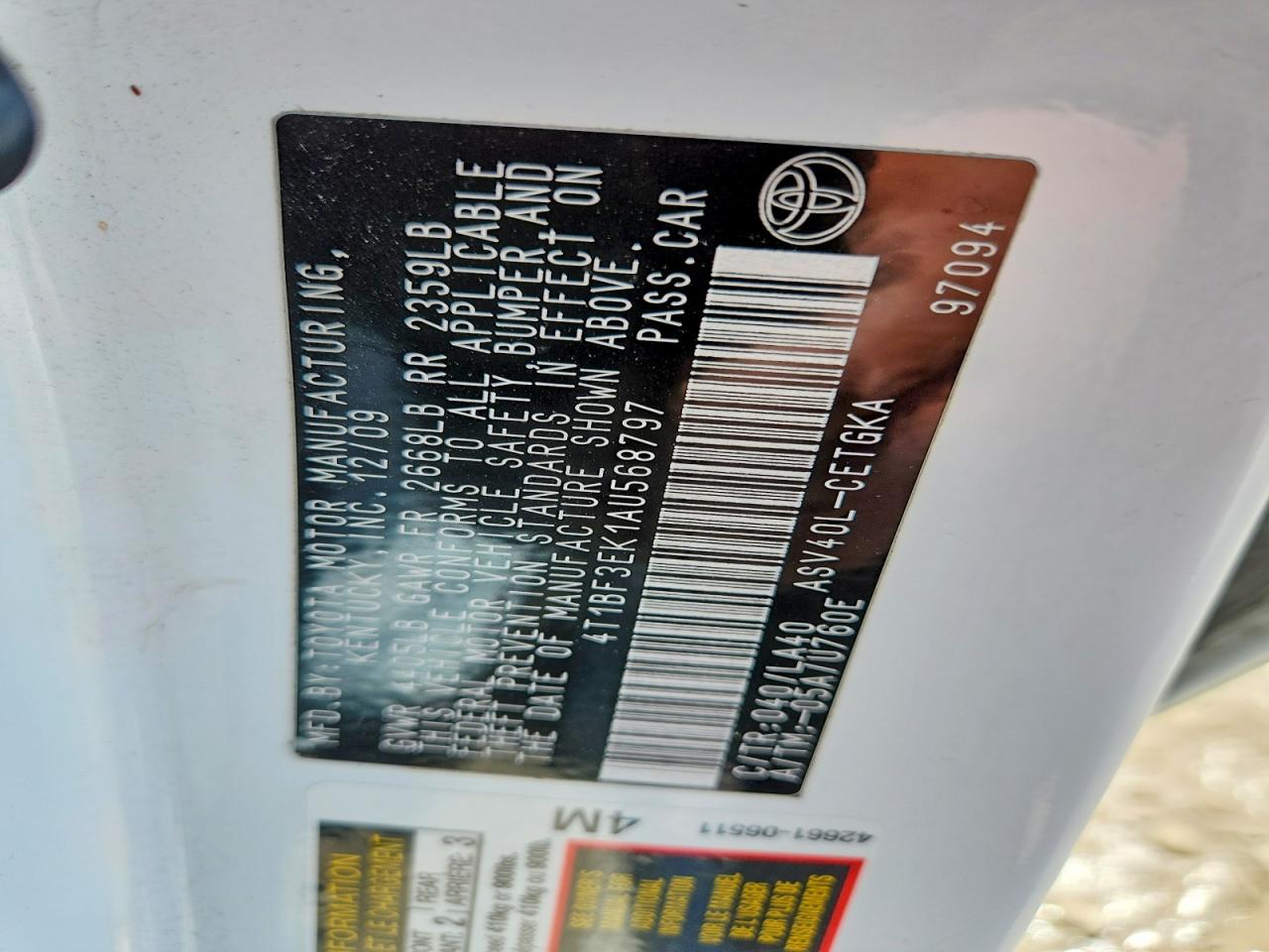 2010 TOYOTA CAMRY XLE photo 25