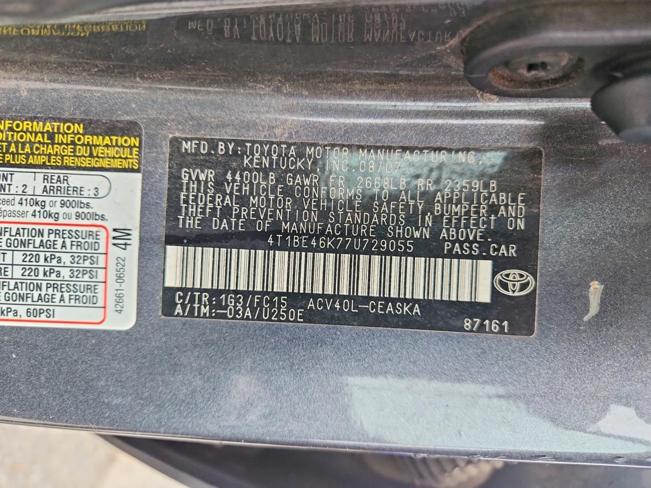 2007 TOYOTA CAMRY SE photo 23