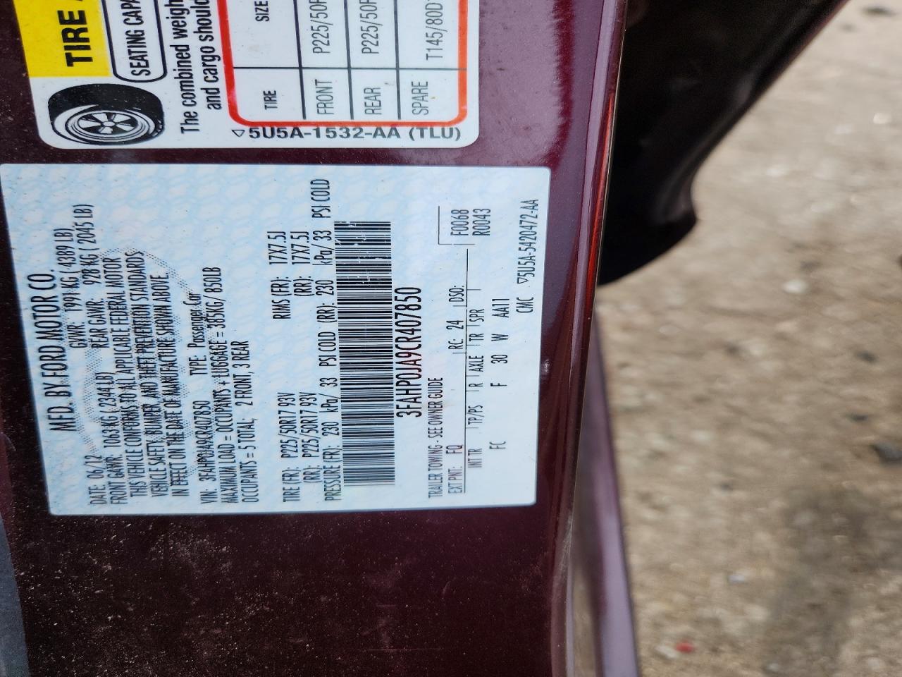2012 FORD FUSION SEL photo 12