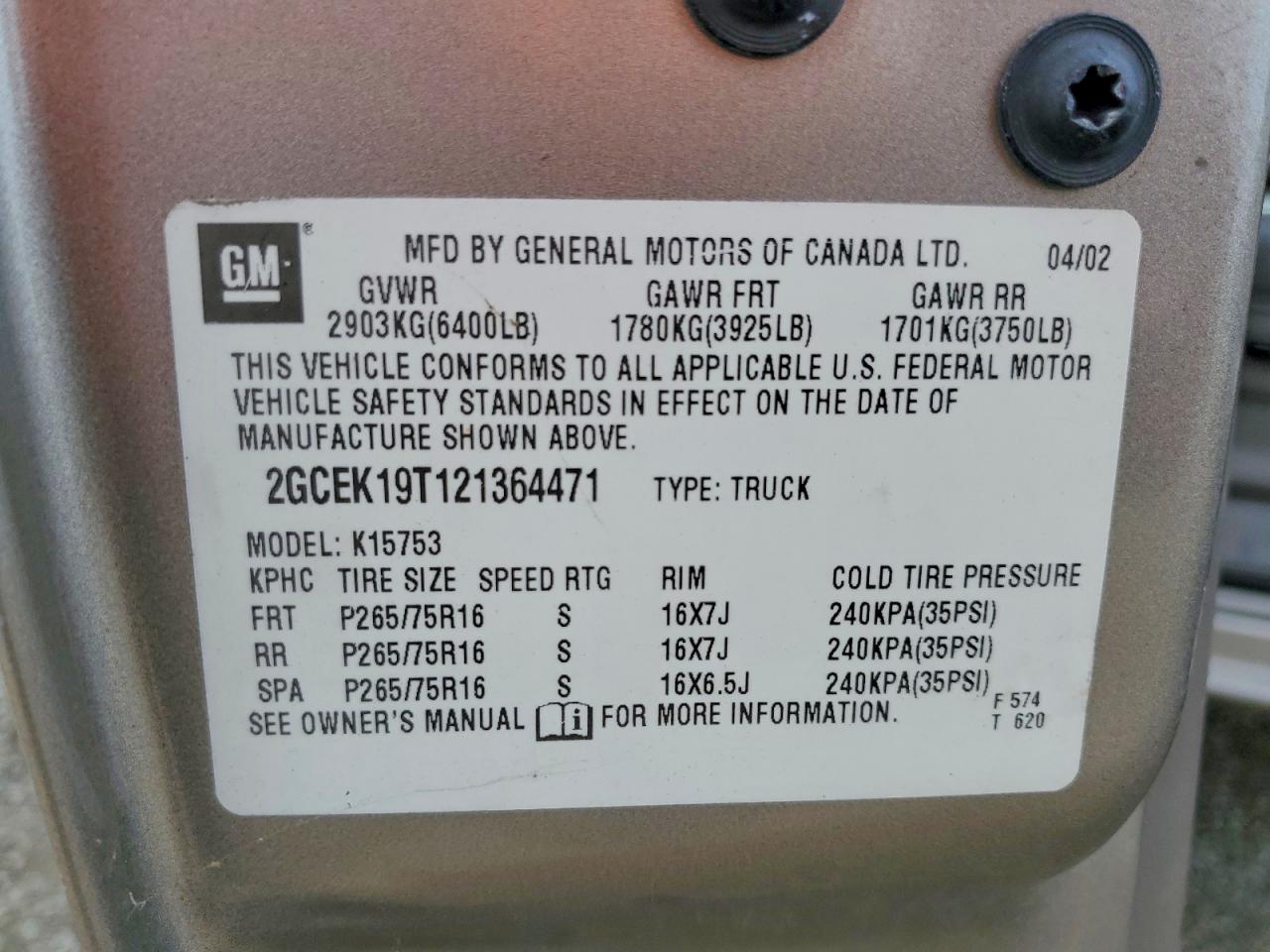 2002 CHEVROLET SILVERADO K1500 photo 23