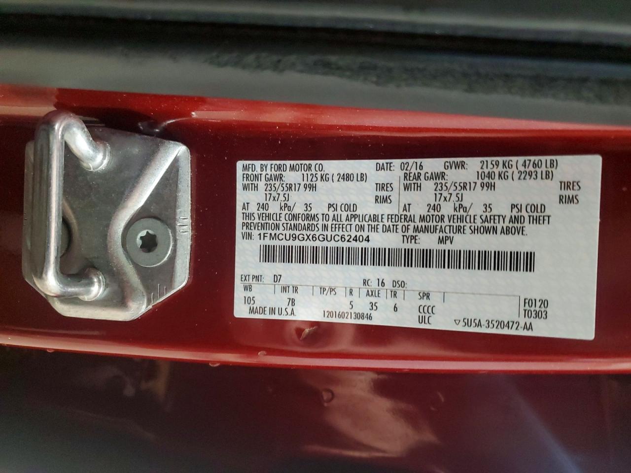 2016 FORD ESCAPE SE photo 37