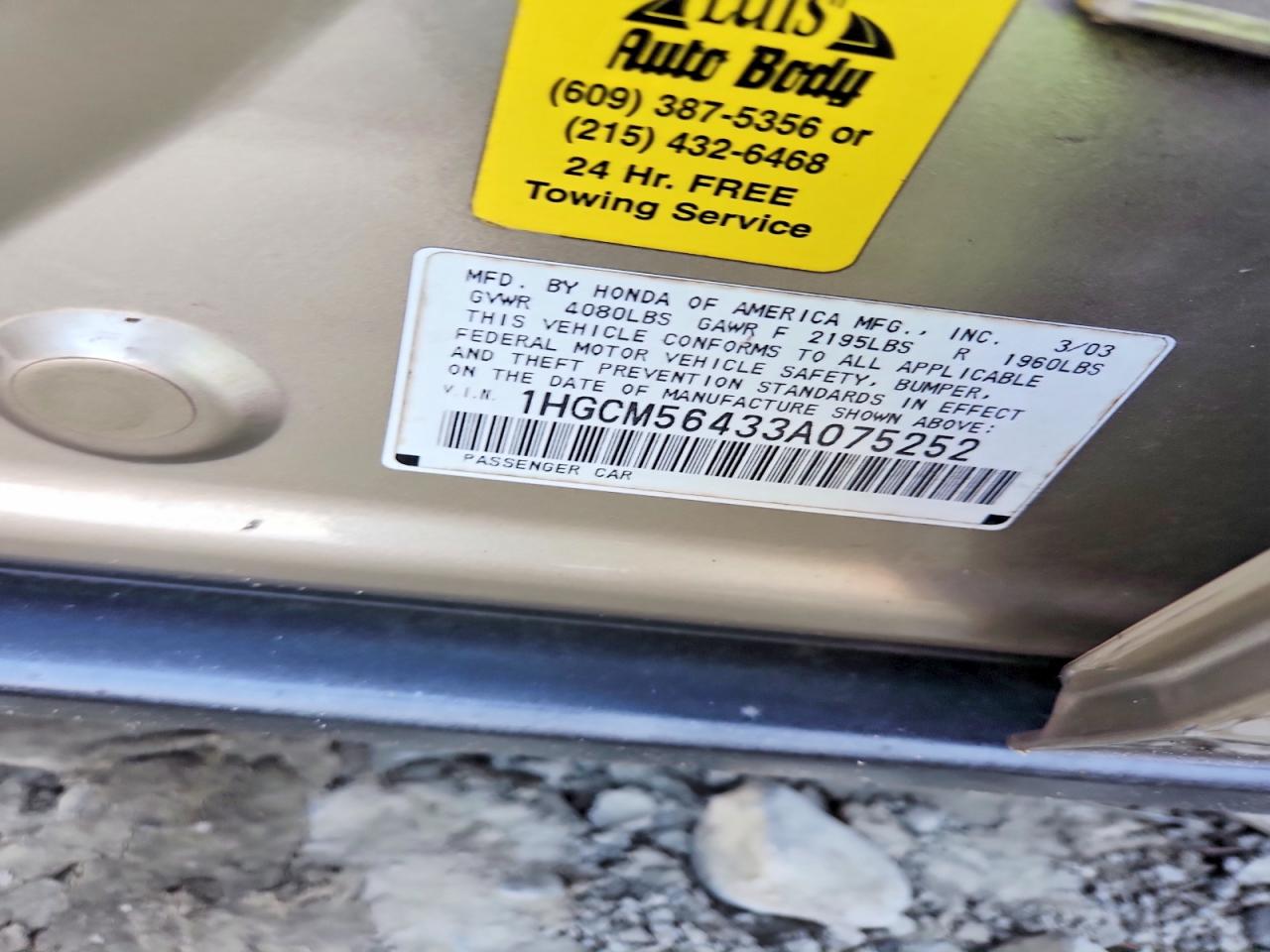 2003 HONDA ACCORD LX photo 23