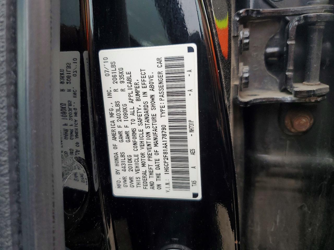 2010 HONDA ACCORD EXL photo 23