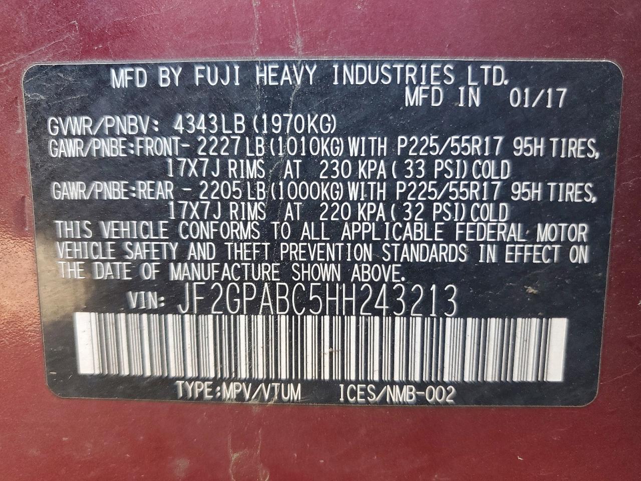 2017 SUBARU CROSSTREK PREMIUM photo 25