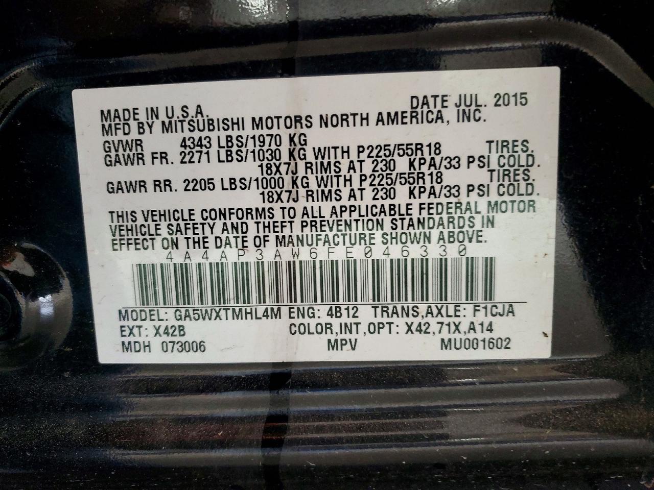 2015 MITSUBISHI OUTLANDER SPORT ES photo 25