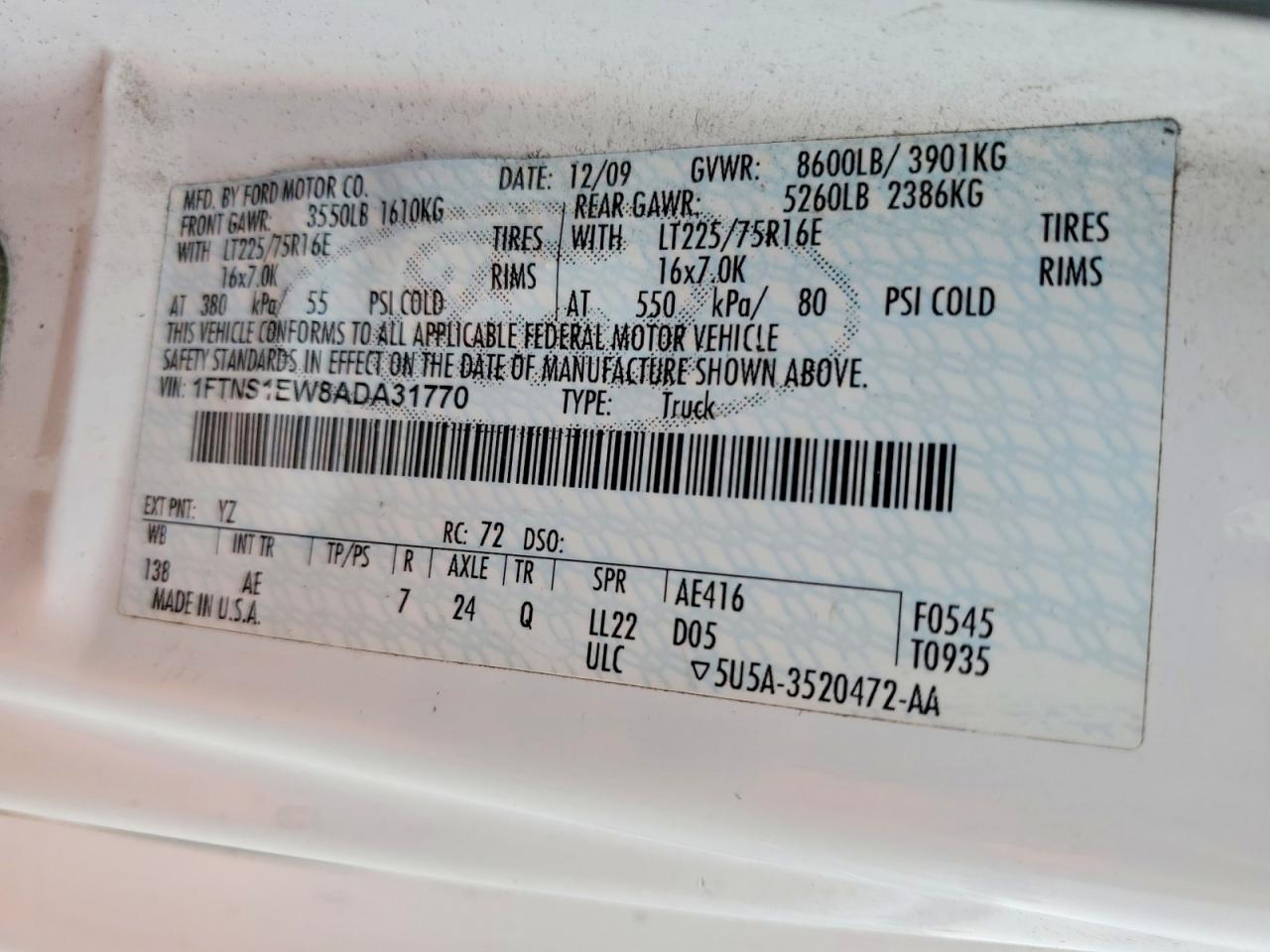 2010 FORD ECONOLINE E150 VAN photo 25