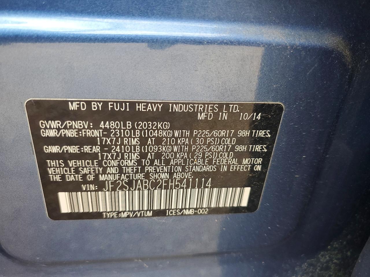 2015 SUBARU FORESTER 2.5I photo 34