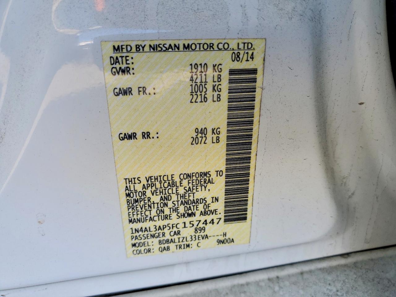 2015 NISSAN ALTIMA 2.5 SV photo 23