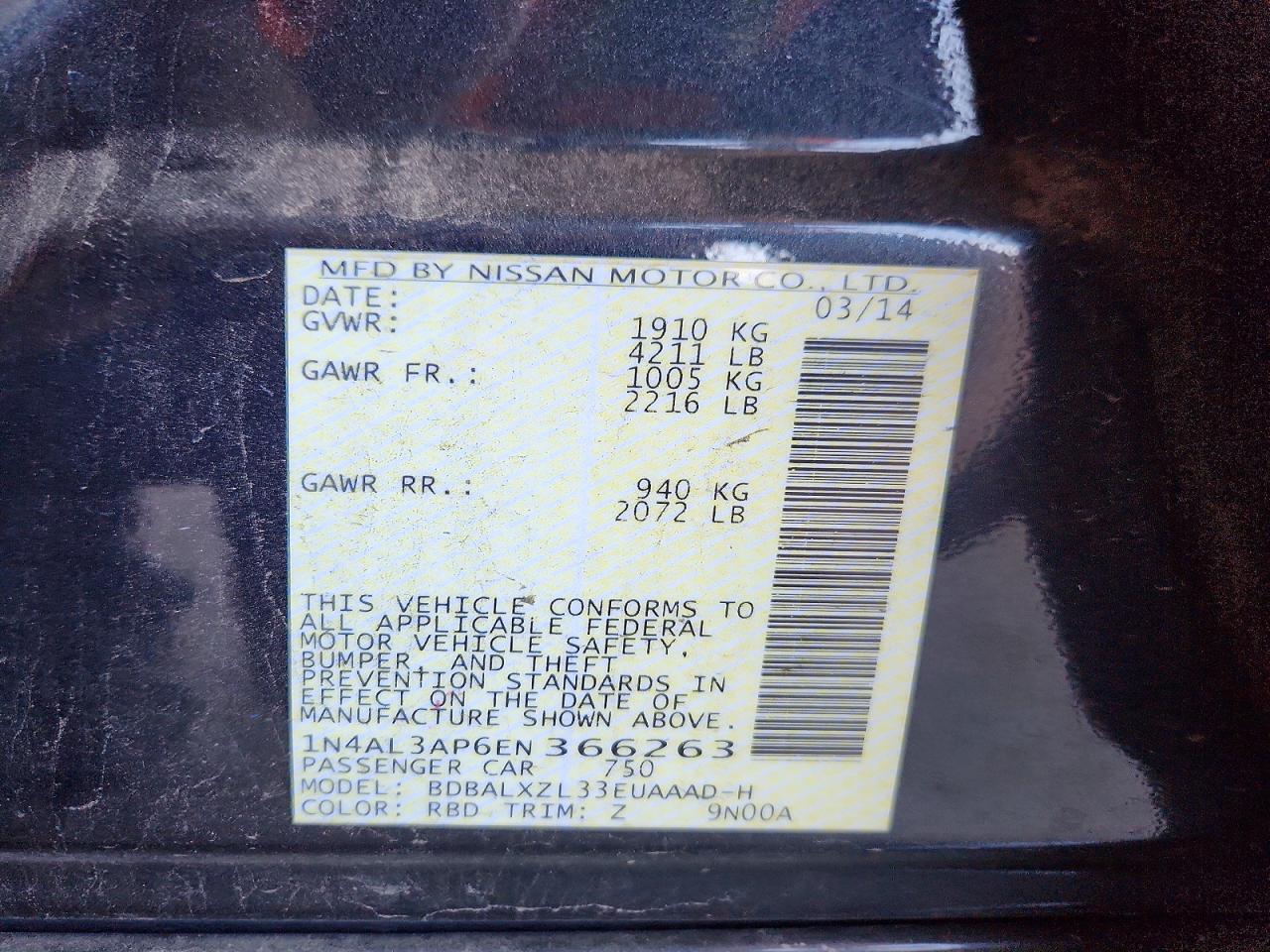2014 NISSAN ALTIMA photo 25
