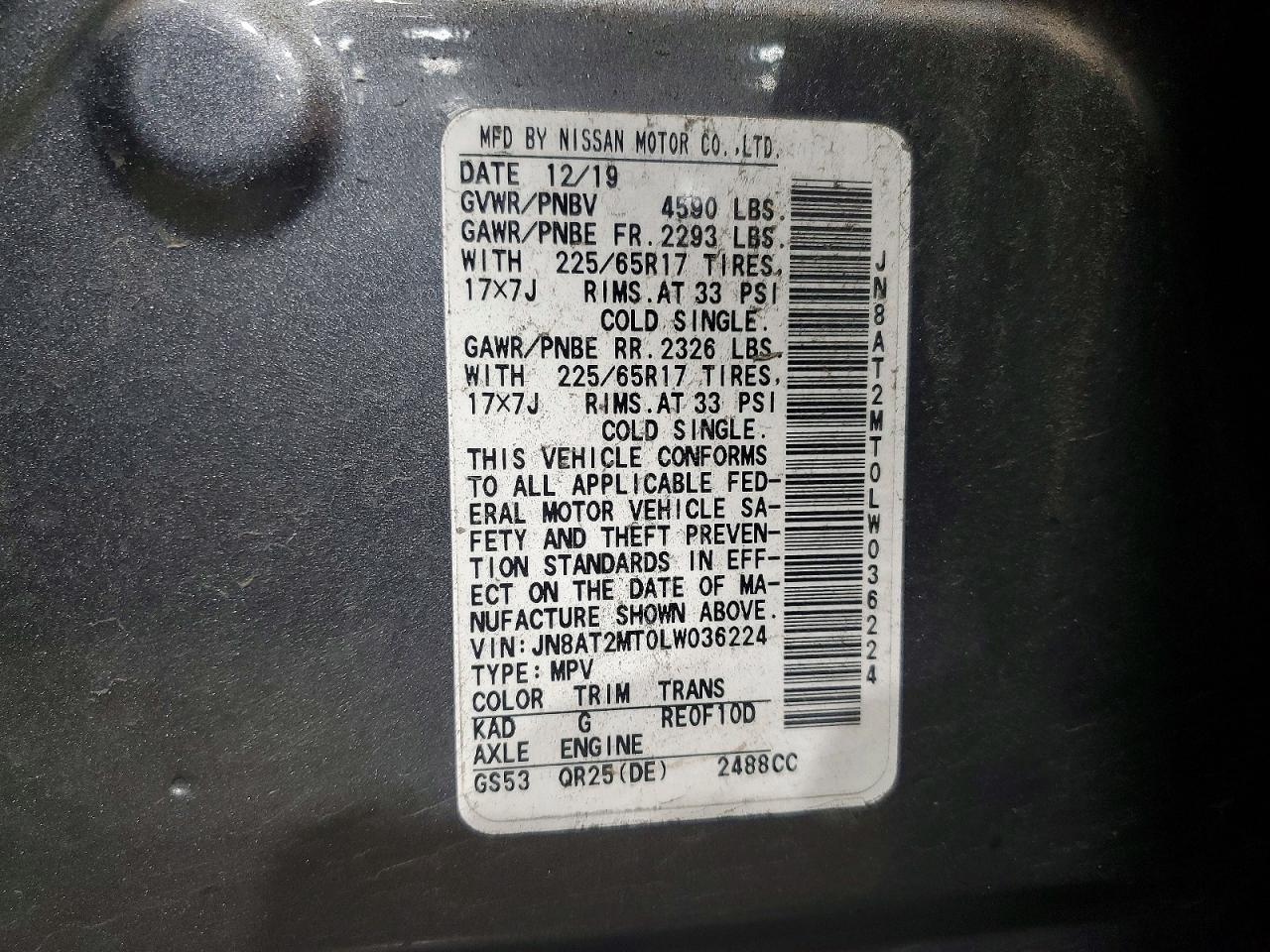 2020 NISSAN ROGUE S photo 27