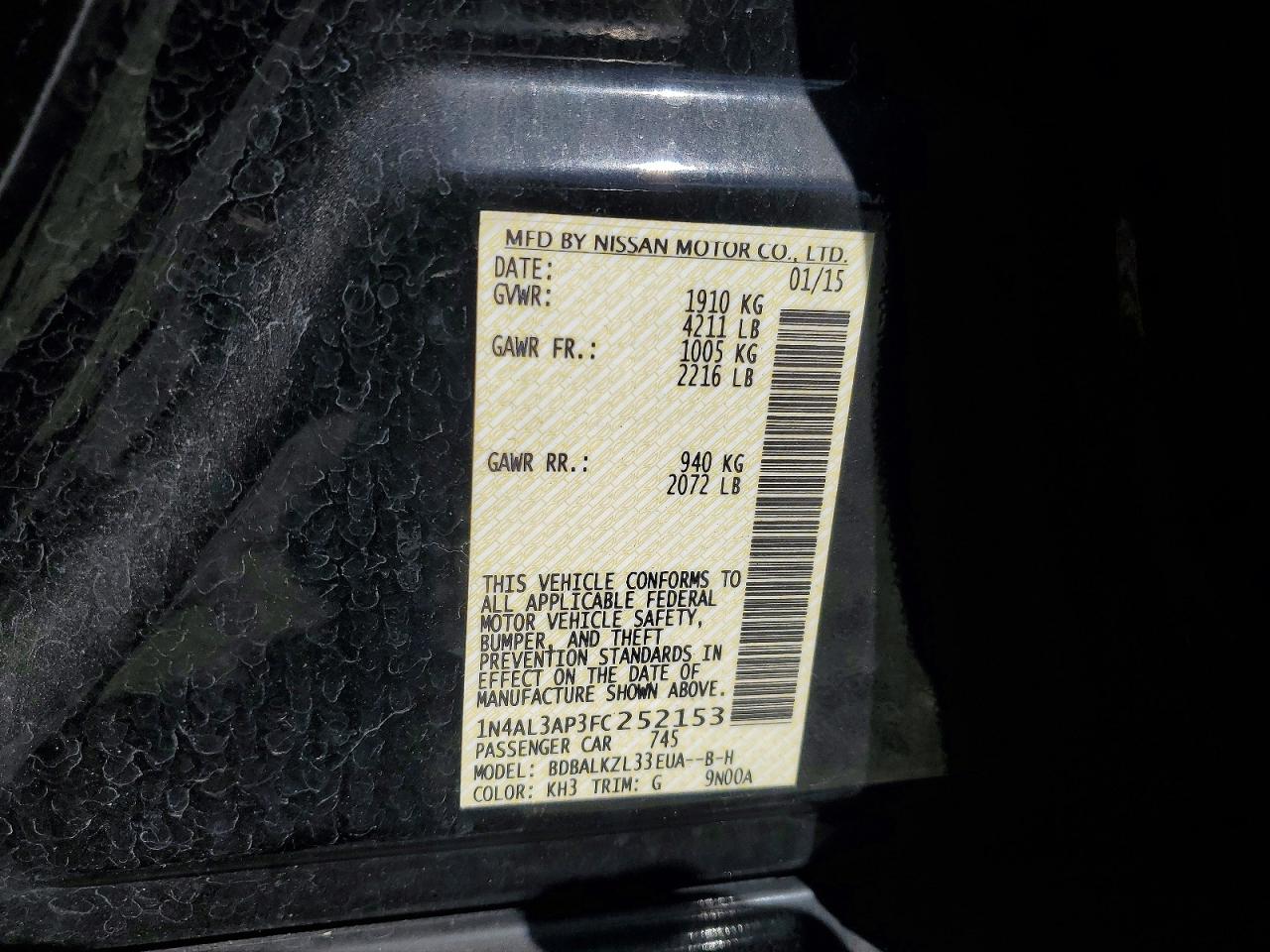 2015 NISSAN ALTIMA 2.5 SV photo 23