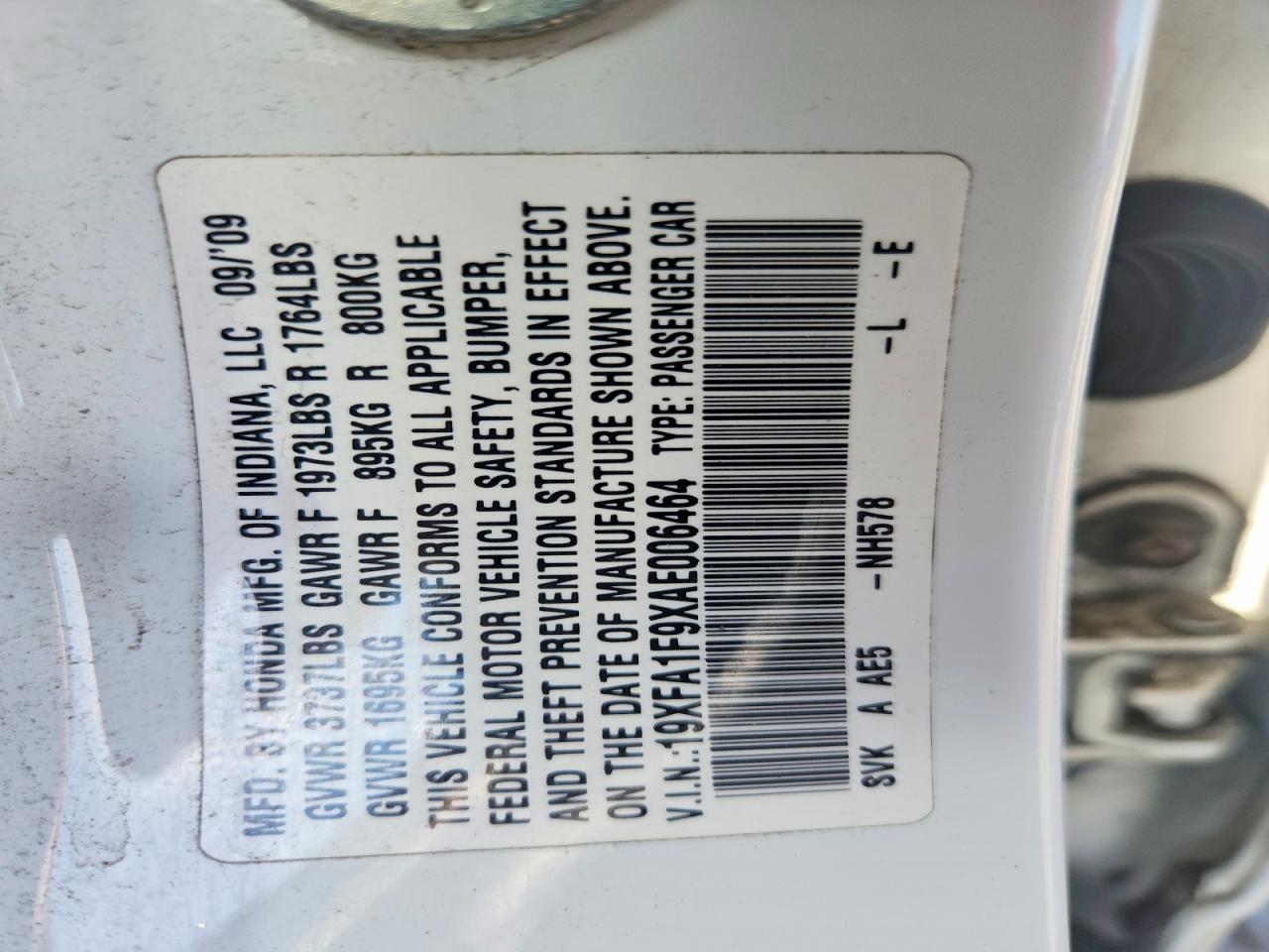 2010 HONDA CIVIC EXL photo 12