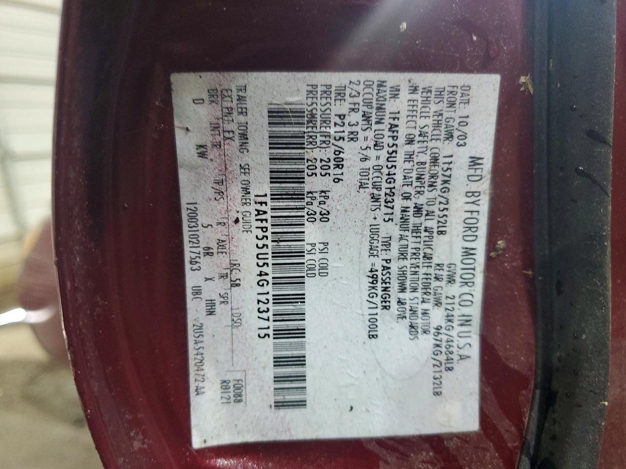 2004 FORD TAURUS SES photo 12