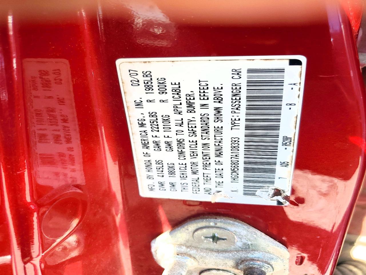 2007 HONDA ACCORD EX photo 23