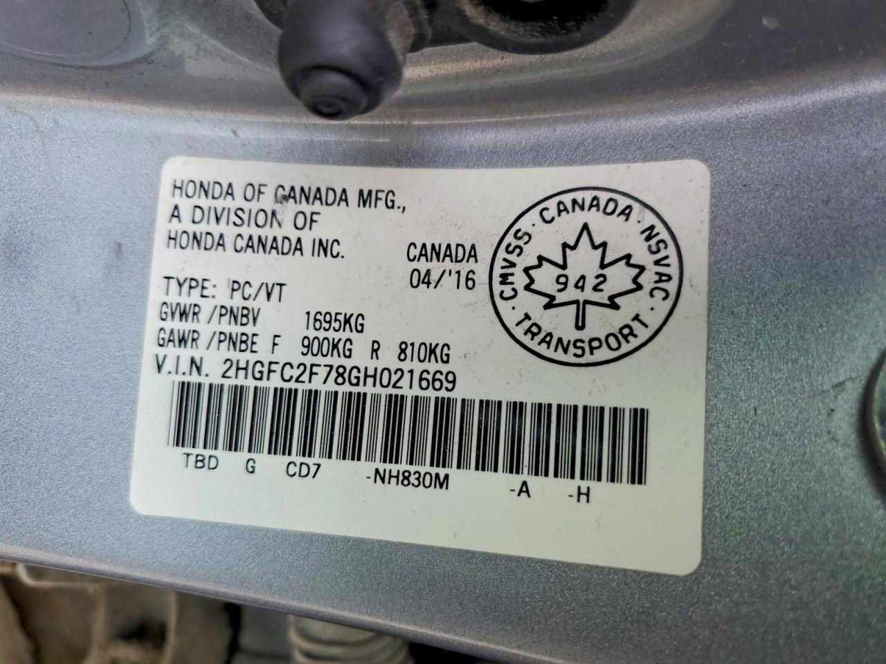 2016 HONDA CIVIC EX photo 34