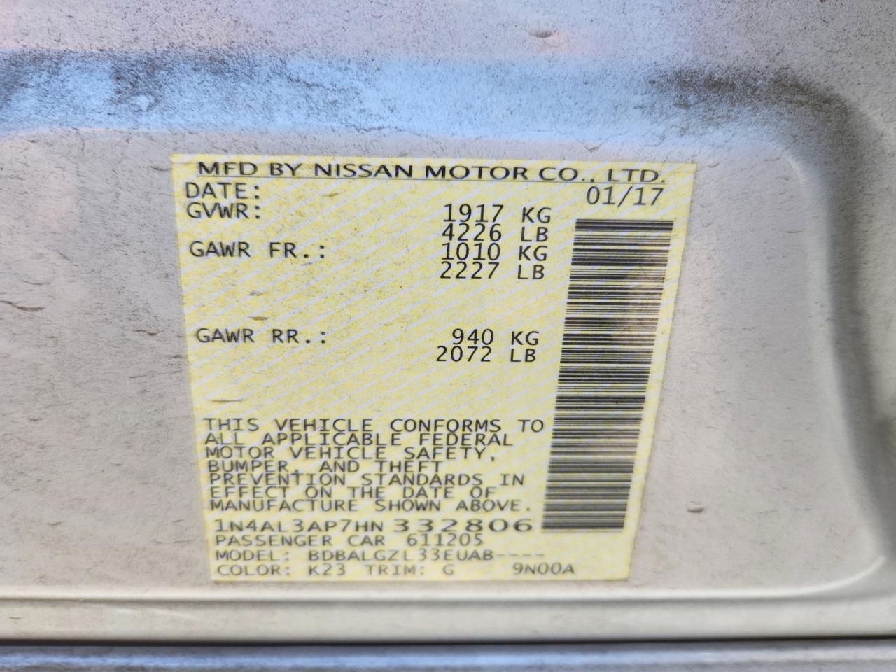 2017 NISSAN ALTIMA 2.5 S photo 34