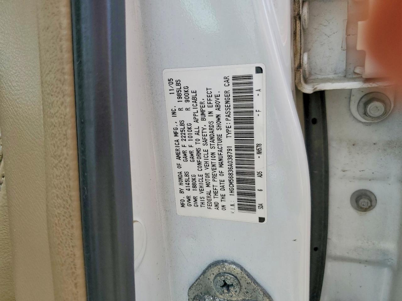 2006 HONDA ACCORD EX photo 12