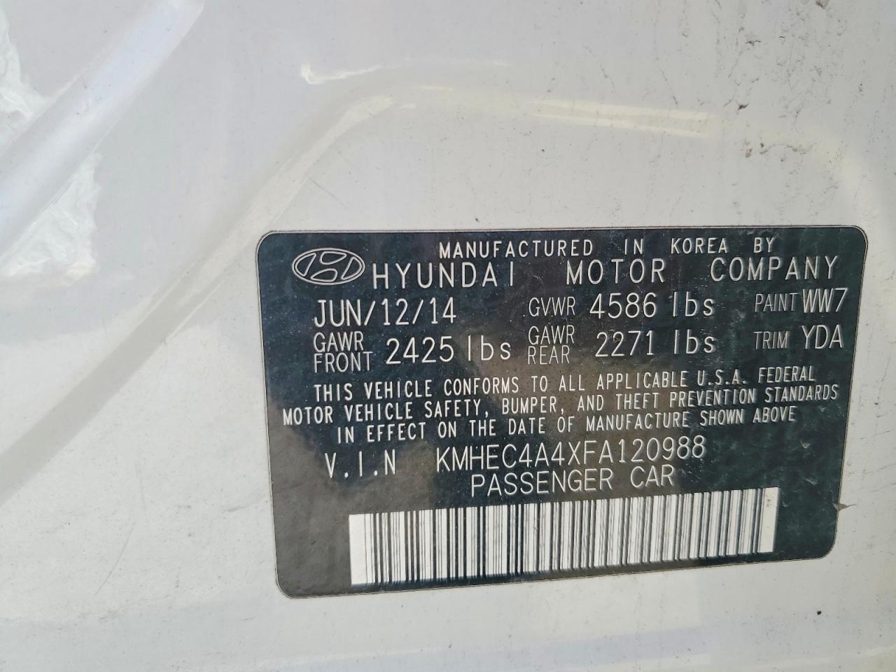 2015 HYUNDAI SONATA LIMITED photo 23