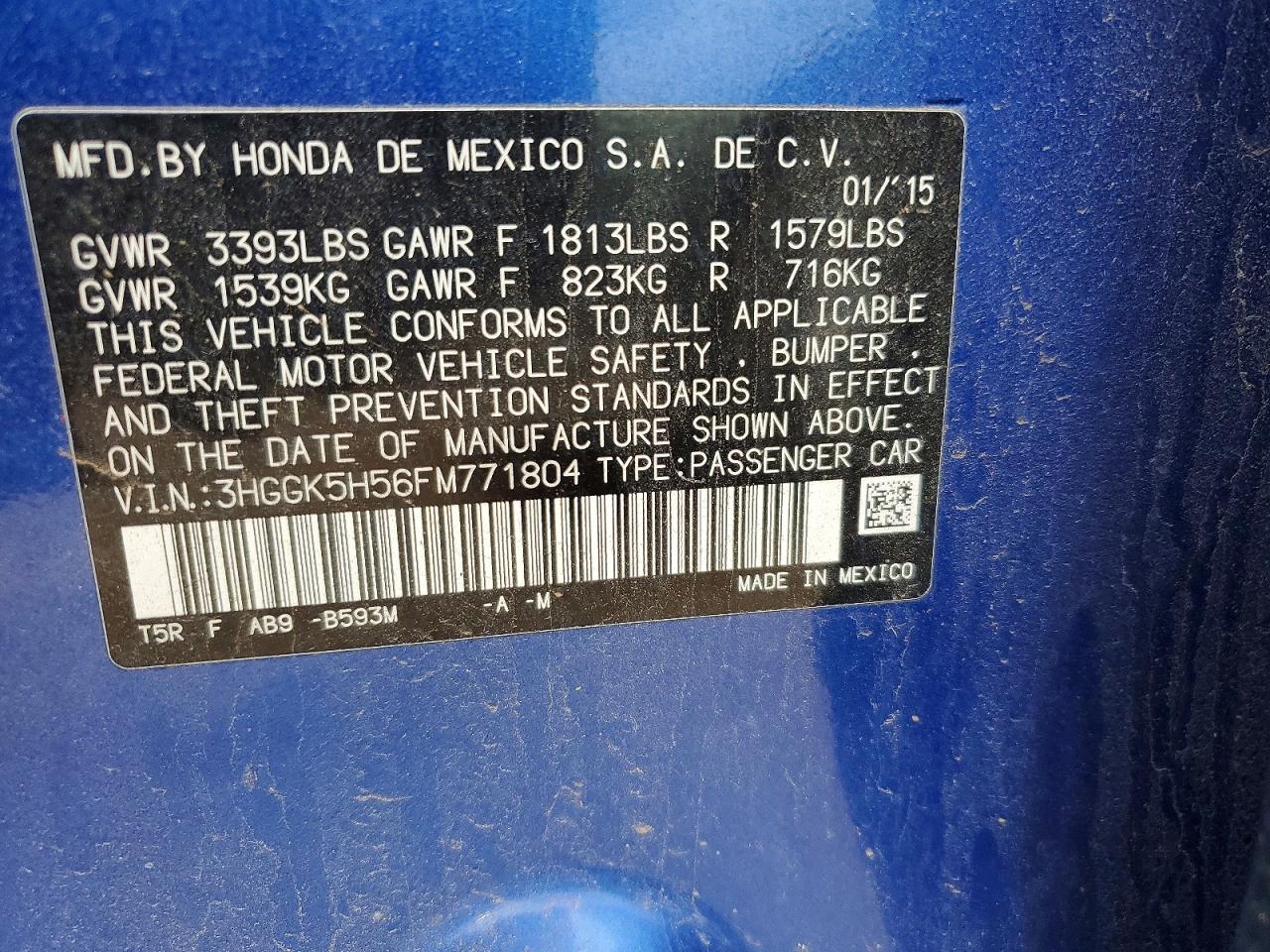 2015 HONDA FIT LX photo 12
