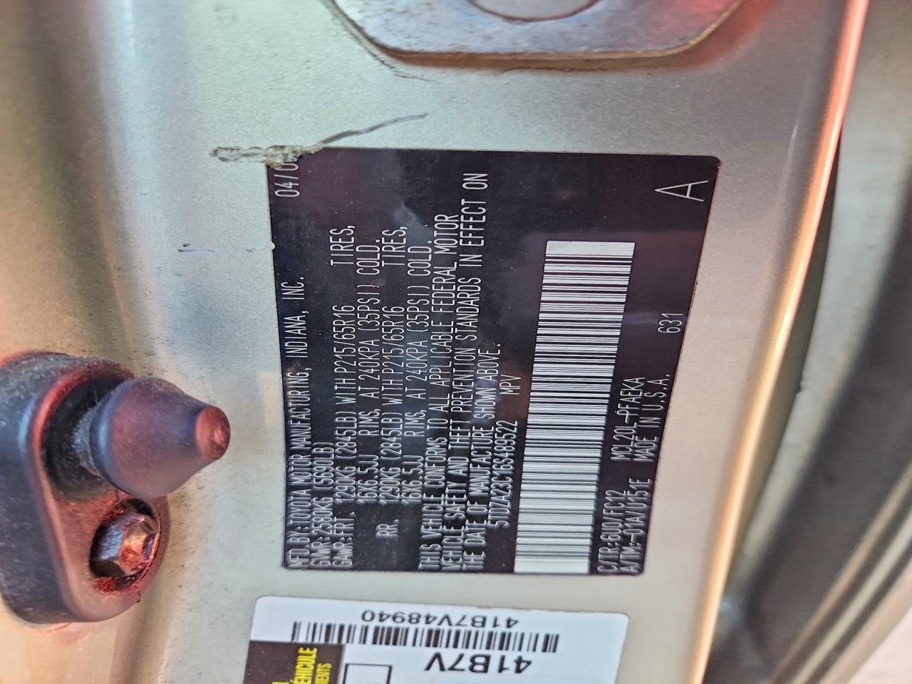 2006 TOYOTA SIENNA LE 7 PASSENGER photo 14
