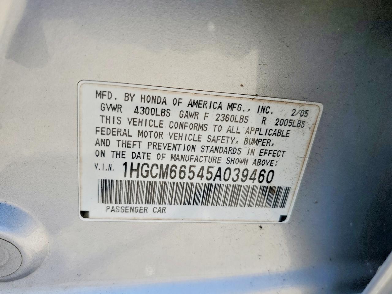2005 HONDA ACCORD EX photo 23