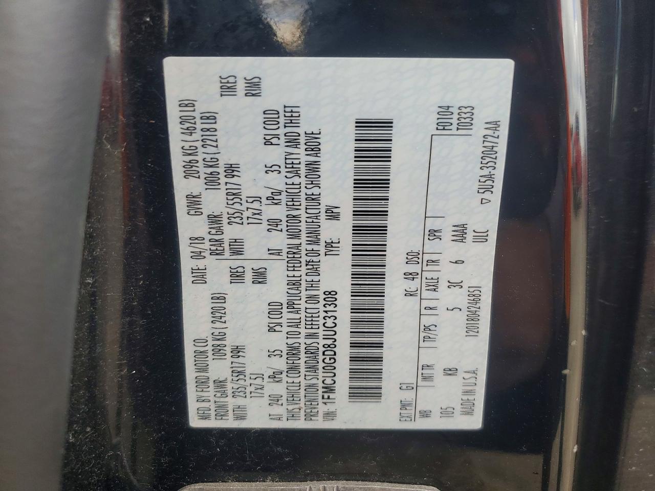 2018 FORD ESCAPE SE photo 25