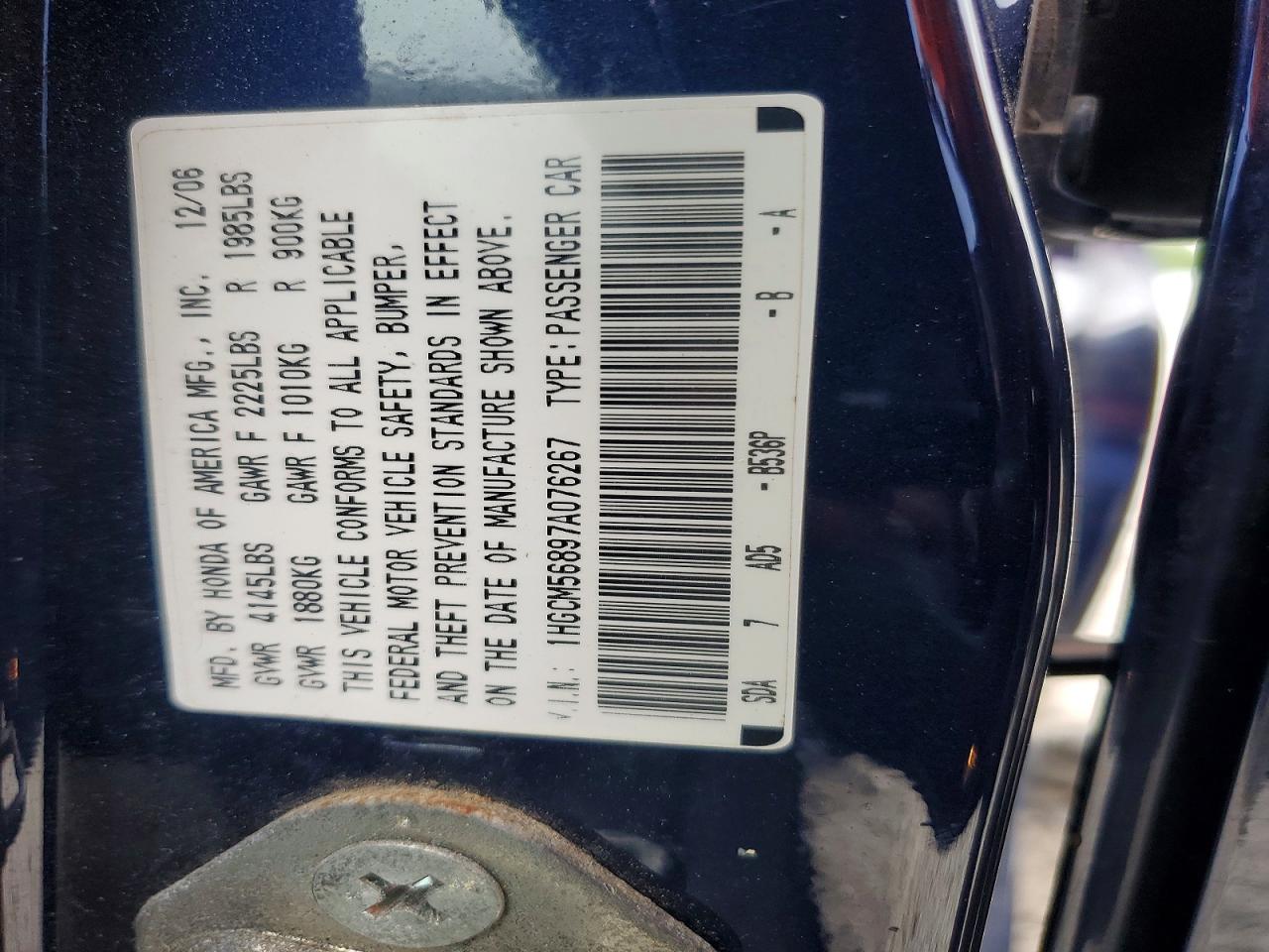 2007 HONDA ACCORD EX photo 23