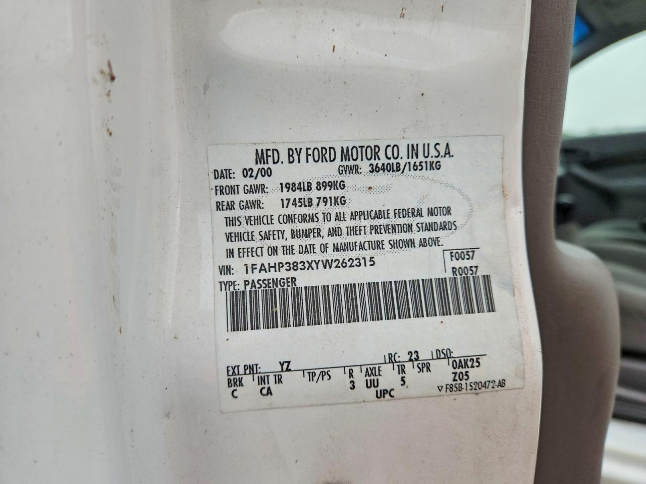 2000 FORD FOCUS ZTS photo 12