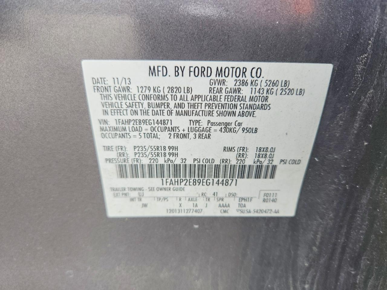 2014 FORD TAURUS SEL photo 34
