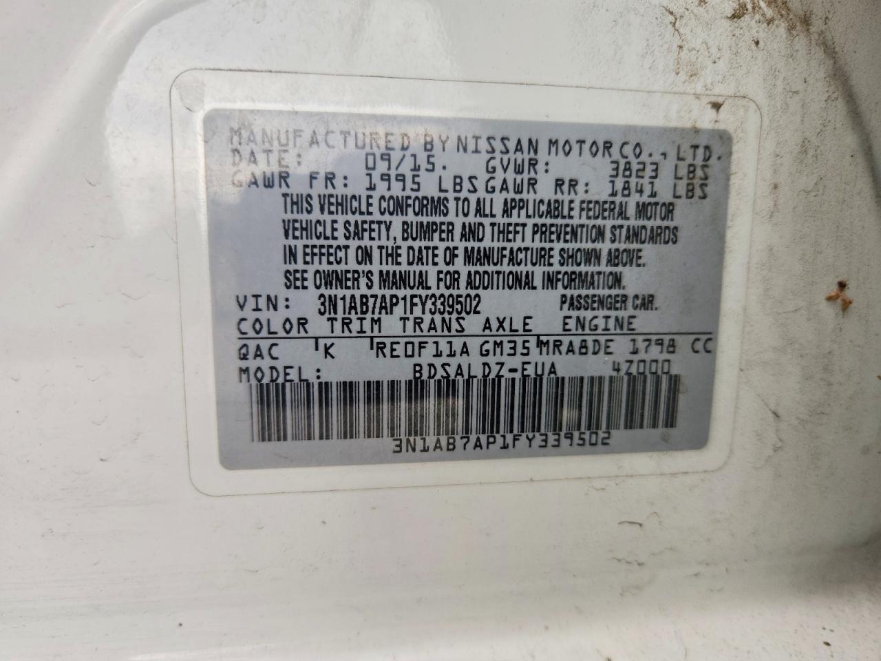 2015 NISSAN SENTRA SV photo 12