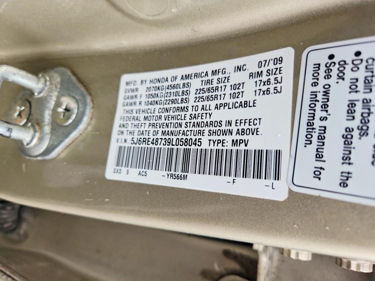 2009 HONDA CR-V EXL photo 13