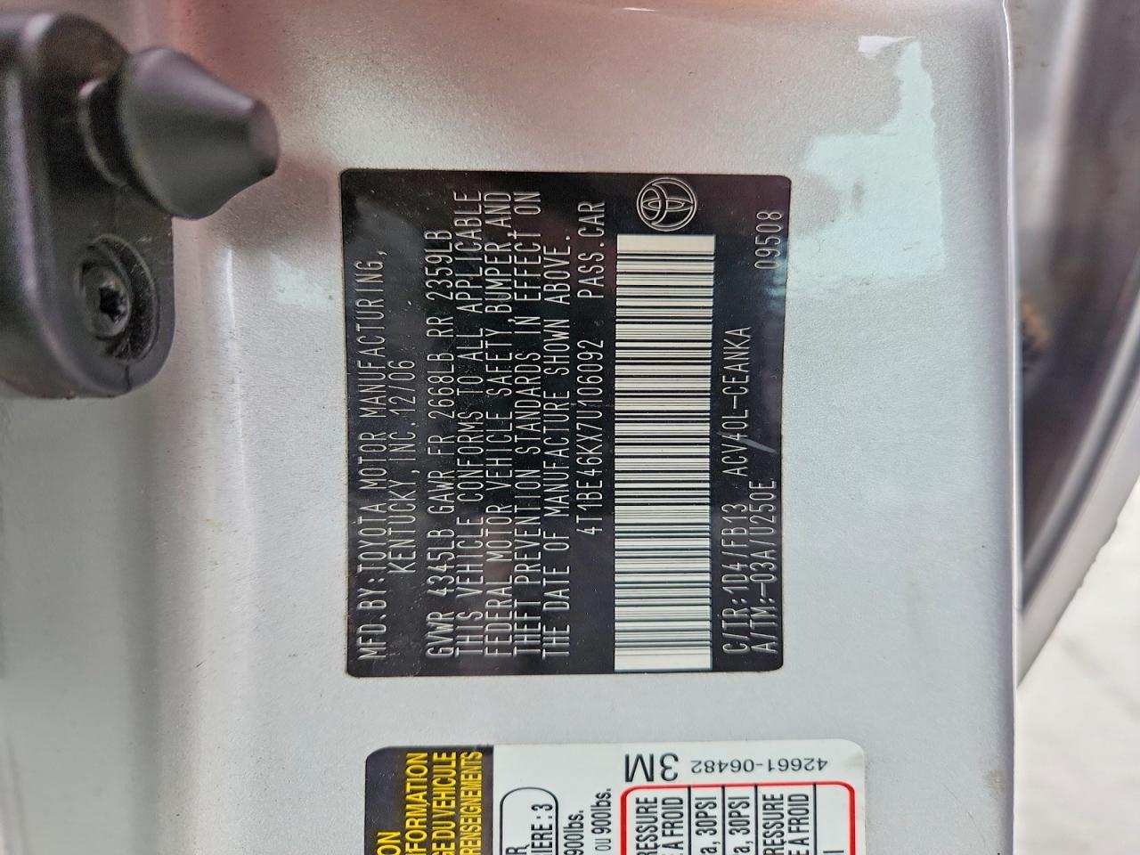 2007 TOYOTA CAMRY LE photo 34