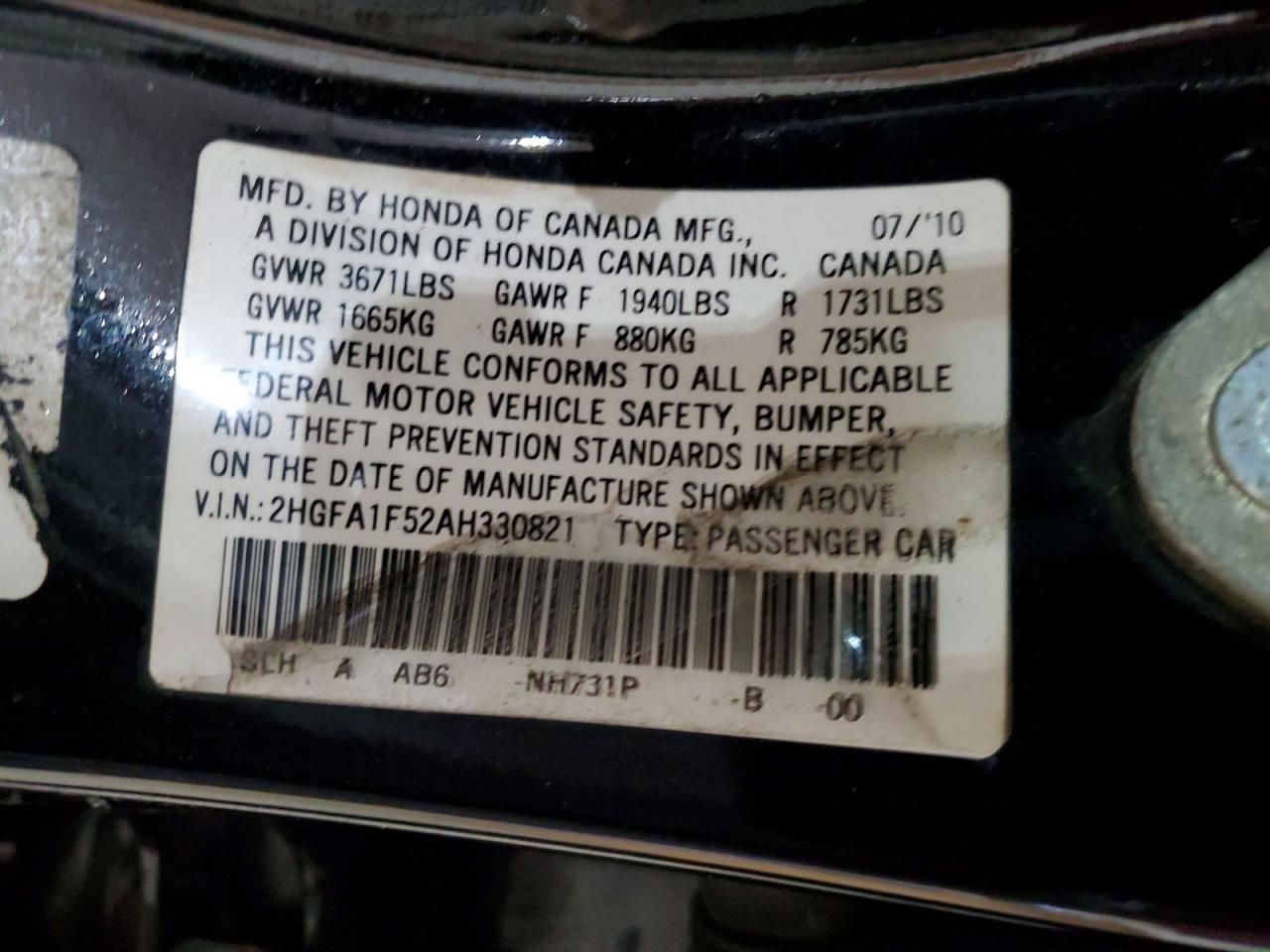 2010 HONDA CIVIC LX photo 23