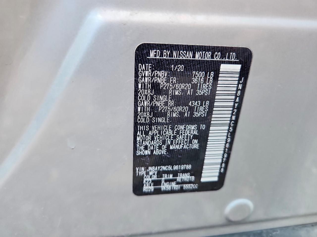 2020 NISSAN ARMADA SL photo 37