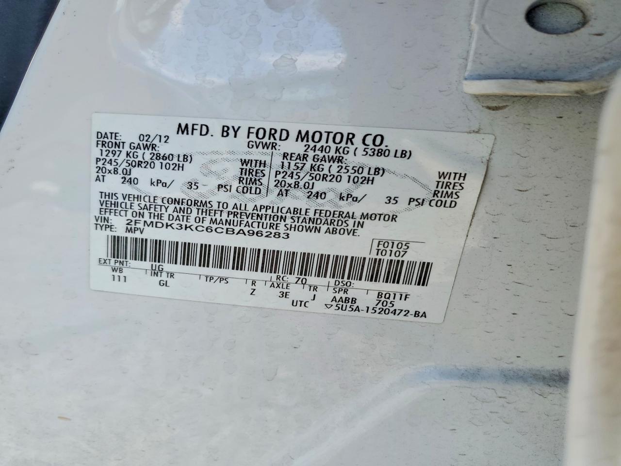 2012 FORD EDGE LIMITED photo 23