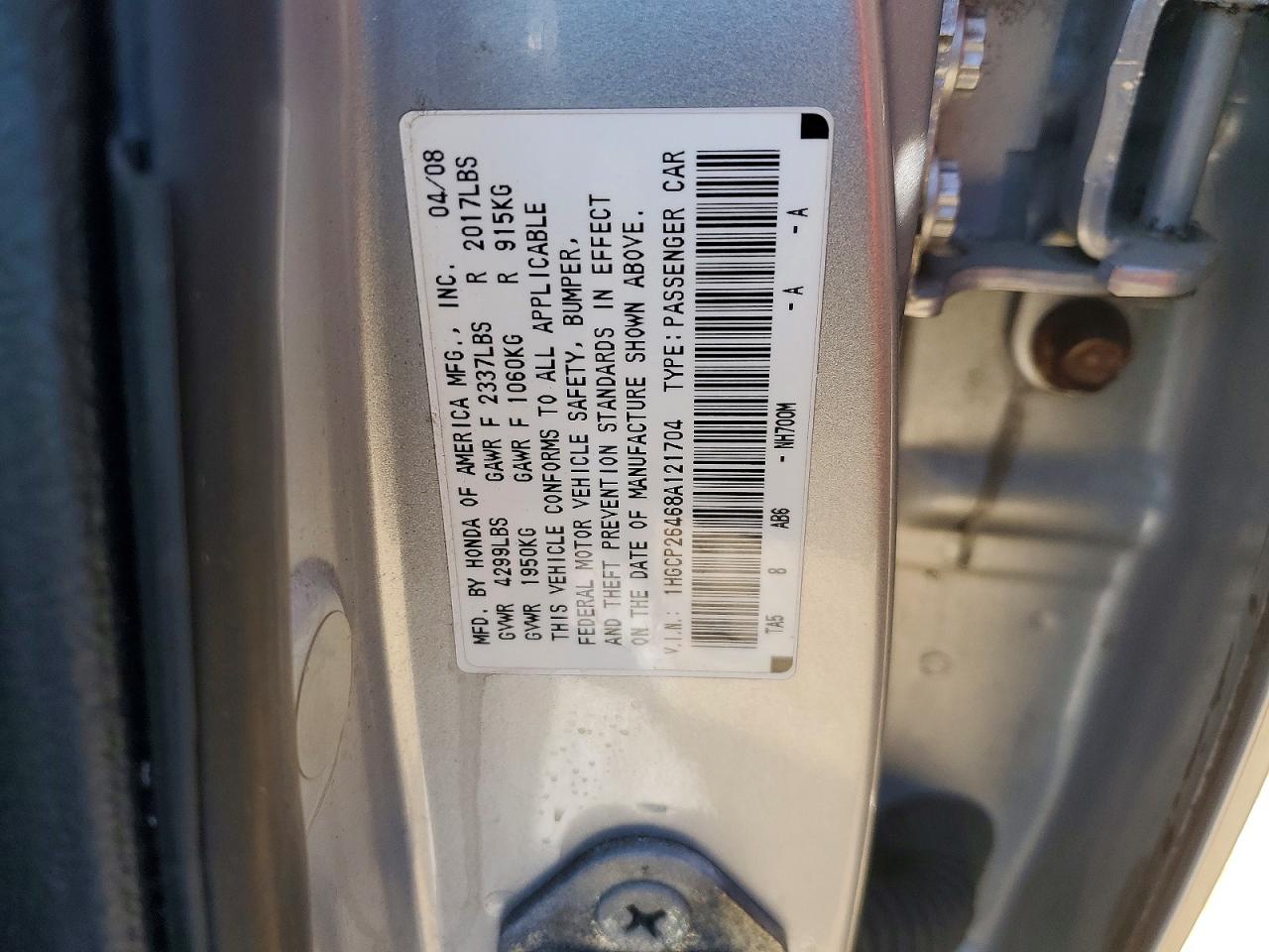 2008 HONDA ACCORD LXP photo 23