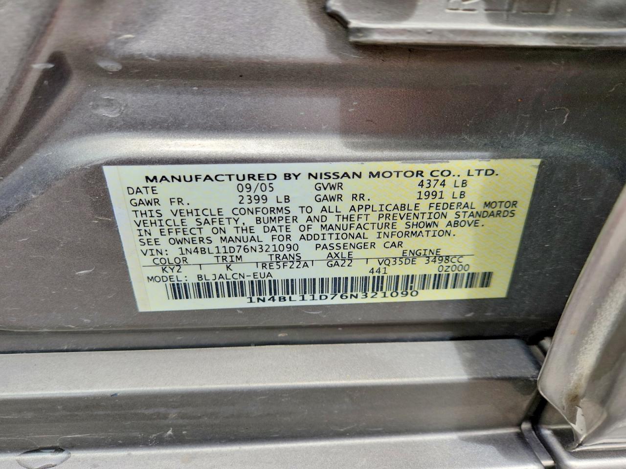 2006 NISSAN ALTIMA 3.5 SE photo 34