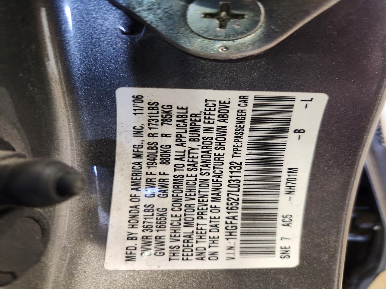 2007 HONDA CIVIC LX photo 23