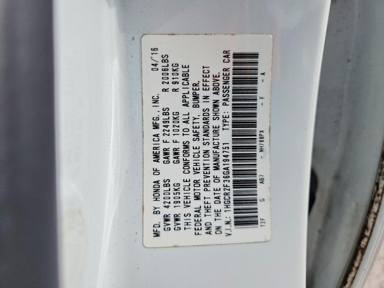 2016 HONDA ACCORD LX photo 23