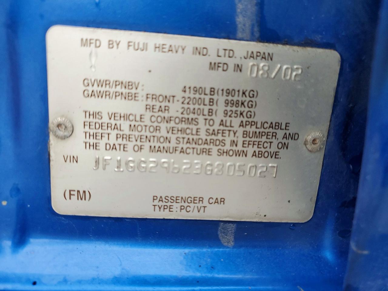 2003 SUBARU IMPREZA WRX photo 12
