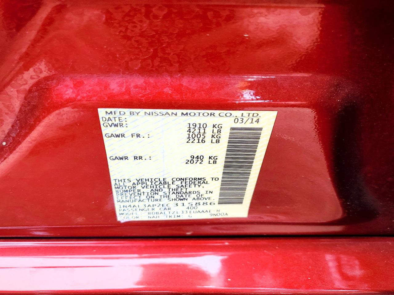 2014 NISSAN ALTIMA 2.5 SV photo 23