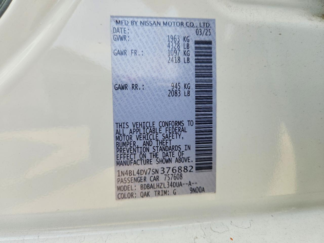 2025 NISSAN ALTIMA SV photo 23