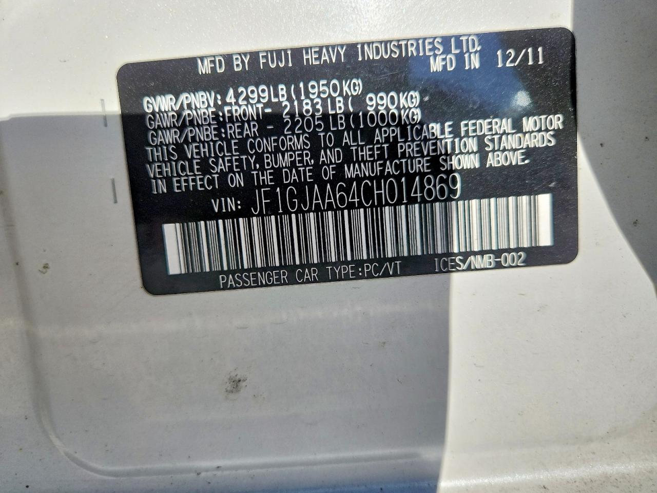 2012 SUBARU IMPREZA photo 25