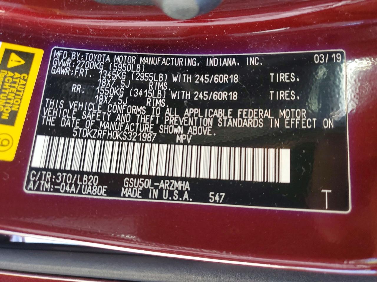 2019 TOYOTA HIGHLANDER SE photo 40