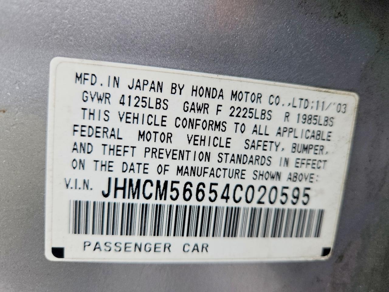 2004 HONDA ACCORD EX photo 12