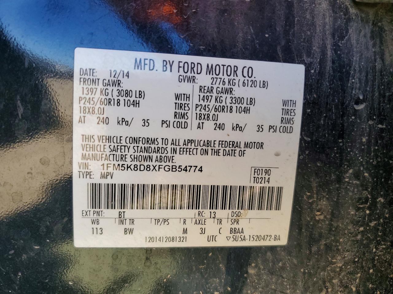 2015 FORD EXPLORER XLT photo 34