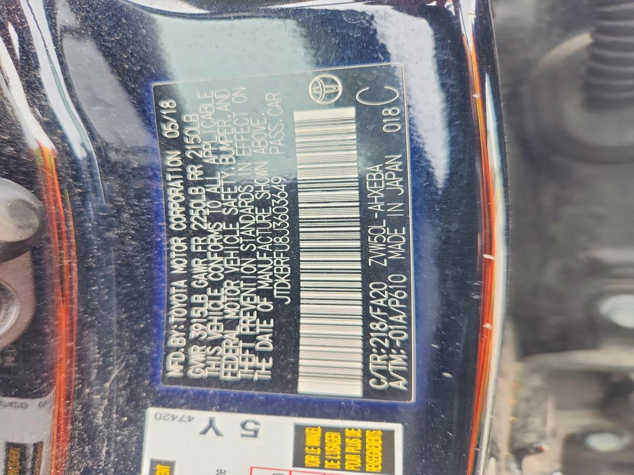 2018 TOYOTA PRIUS TWO photo 23