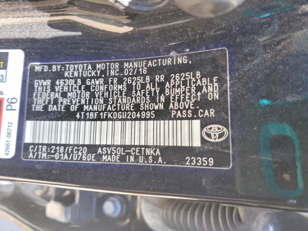 2016 TOYOTA CAMRY LE photo 34
