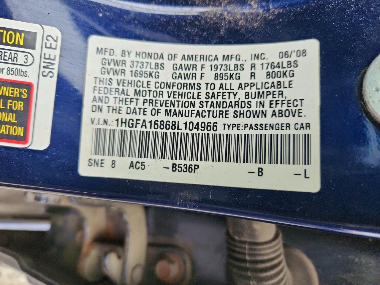 2008 HONDA CIVIC EX photo 23